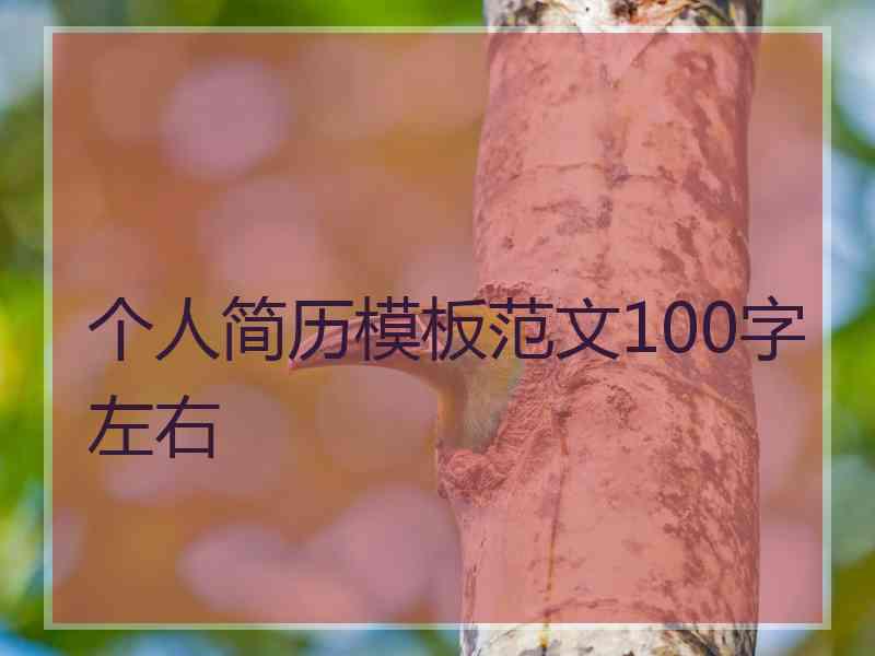 个人简历模板范文100字左右