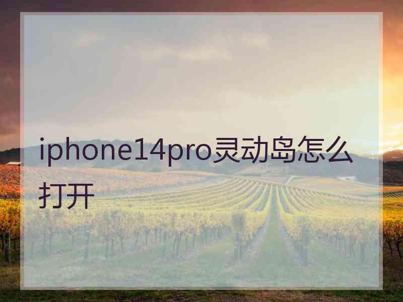 iphone14pro灵动岛怎么打开