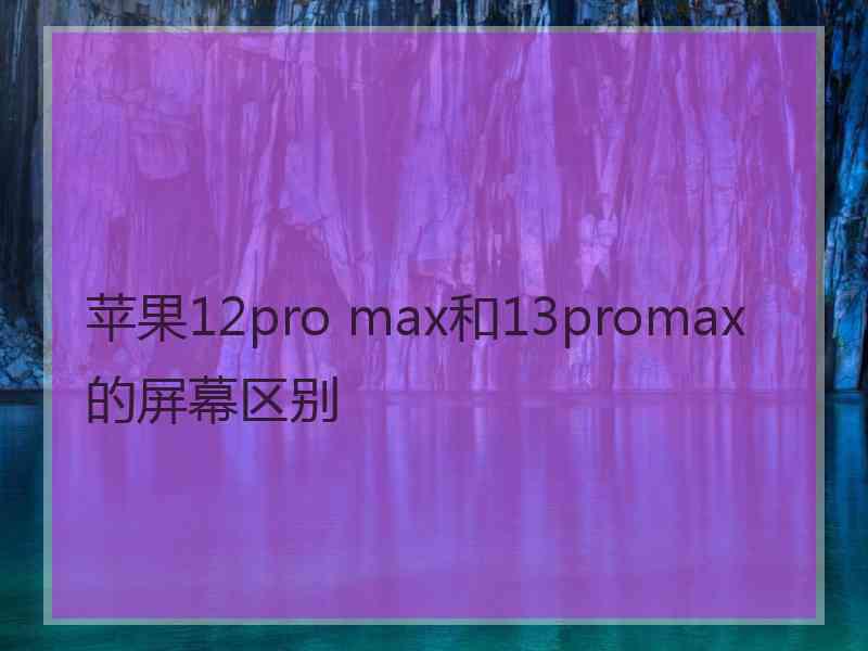 苹果12pro max和13promax的屏幕区别