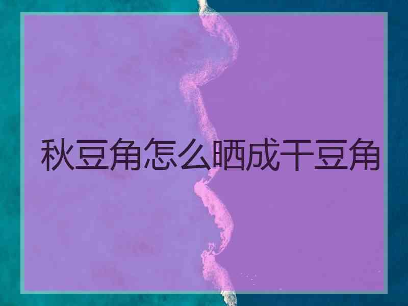 秋豆角怎么晒成干豆角