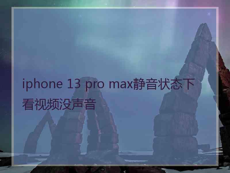 iphone 13 pro max静音状态下看视频没声音