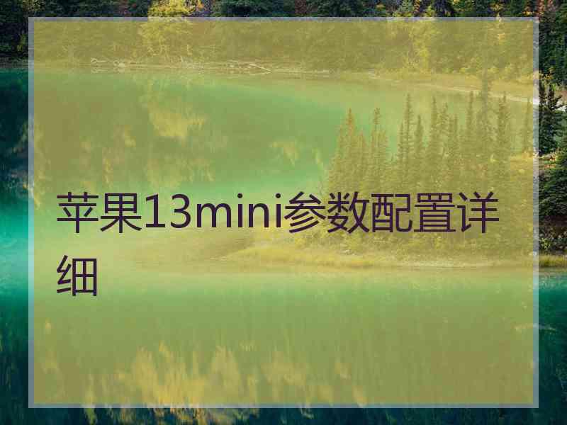 苹果13mini参数配置详细