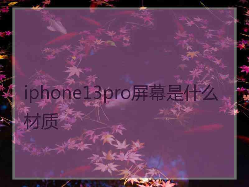 iphone13pro屏幕是什么材质