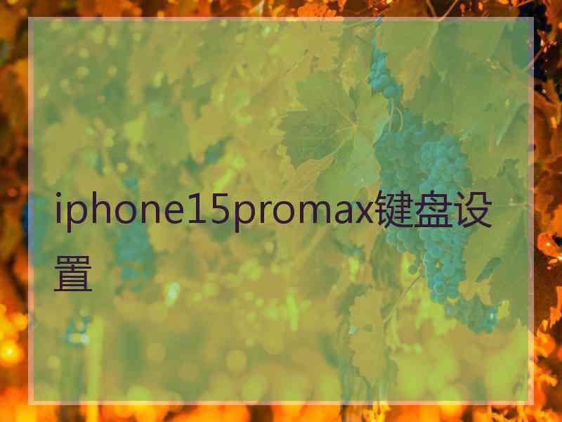 iphone15promax键盘设置