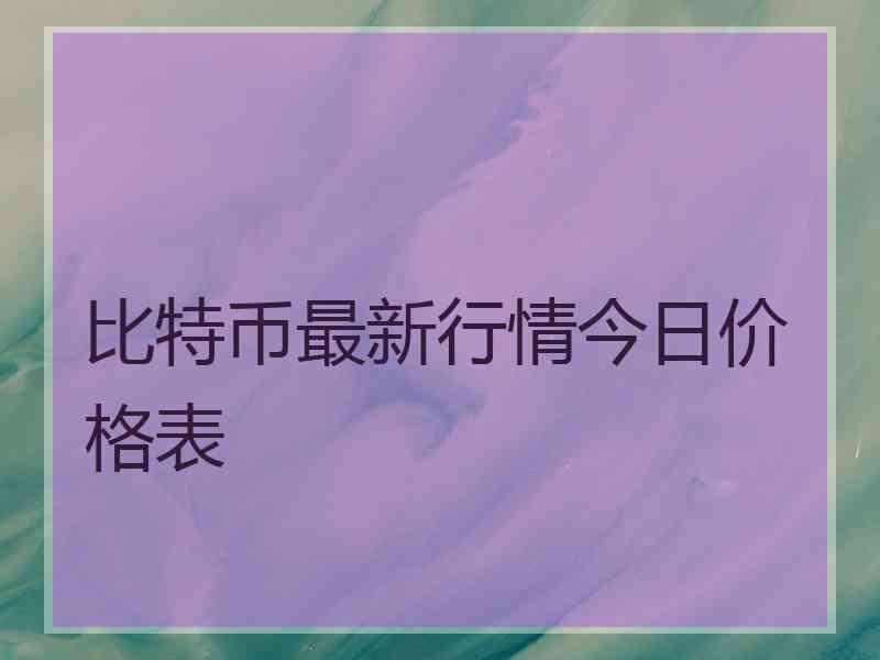 比特币最新行情今日价格表