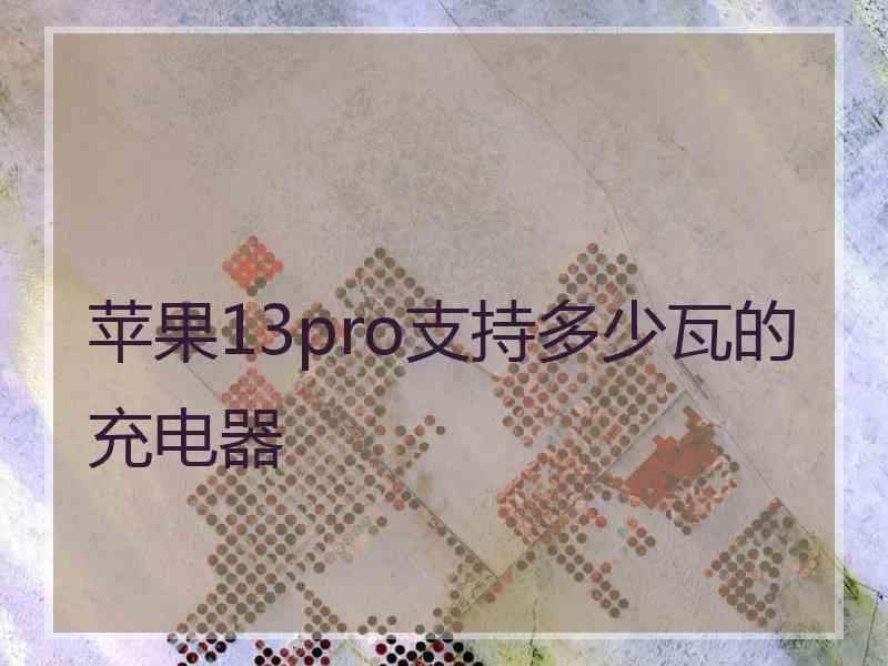 苹果13pro支持多少瓦的充电器