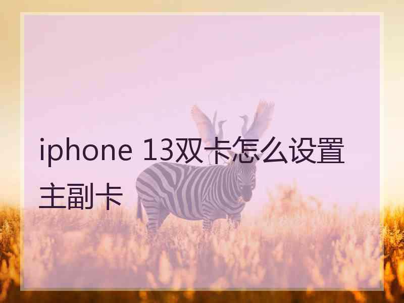 iphone 13双卡怎么设置主副卡