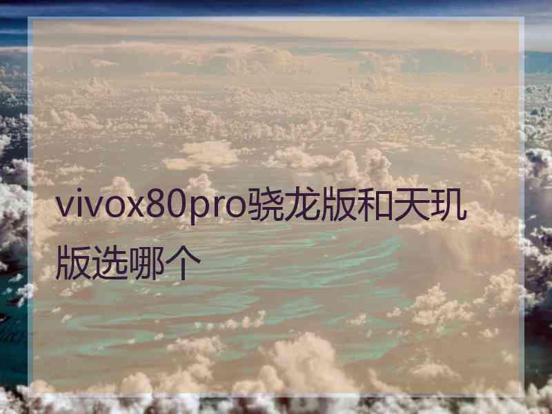 vivox80pro骁龙版和天玑版选哪个