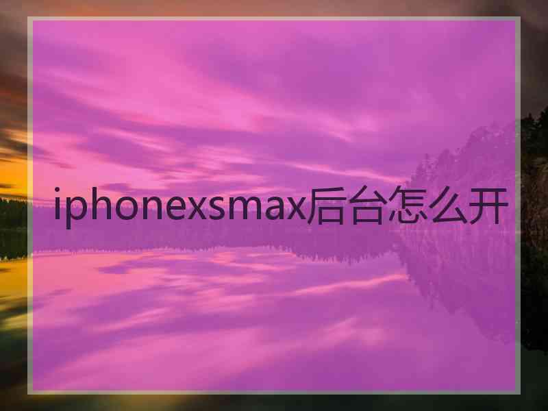 iphonexsmax后台怎么开