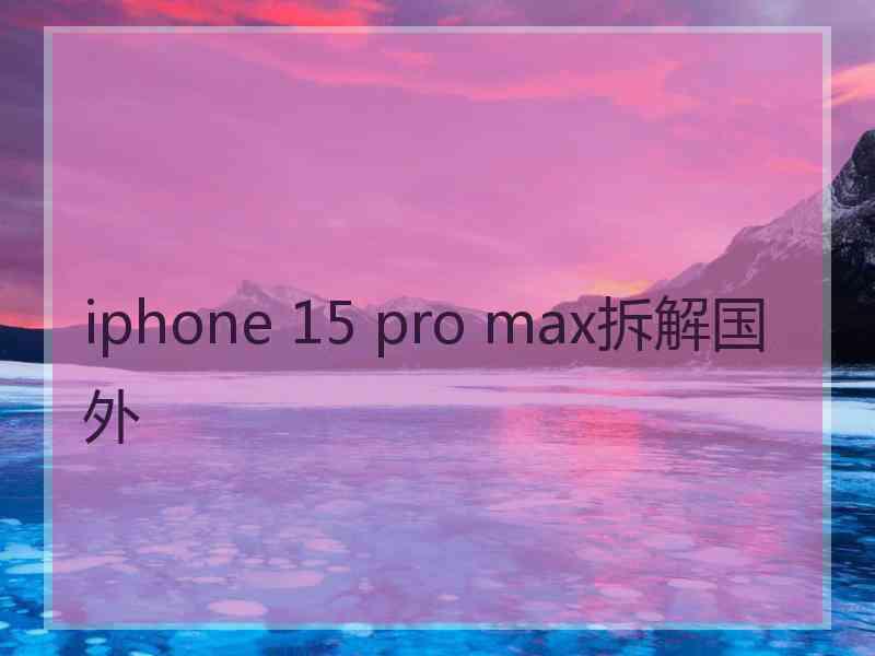 iphone 15 pro max拆解国外