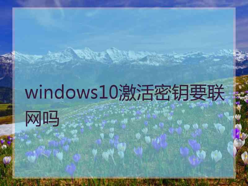 windows10激活密钥要联网吗