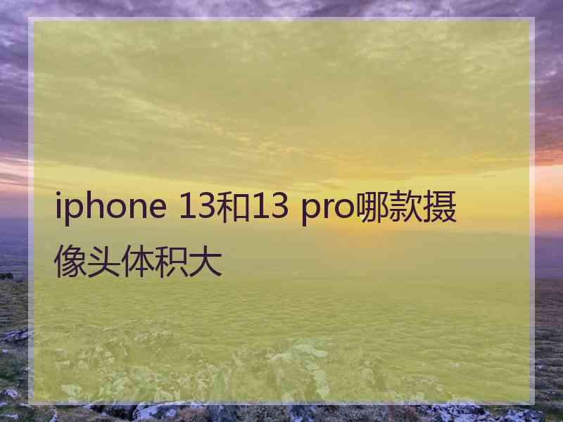 iphone 13和13 pro哪款摄像头体积大