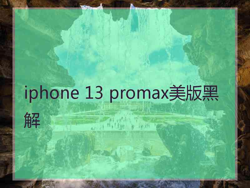 iphone 13 promax美版黑解