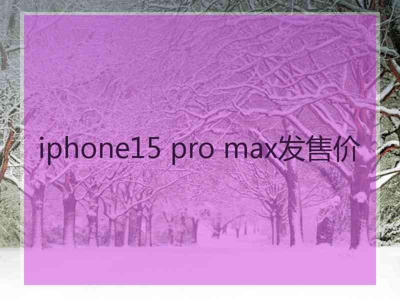 iphone15 pro max发售价