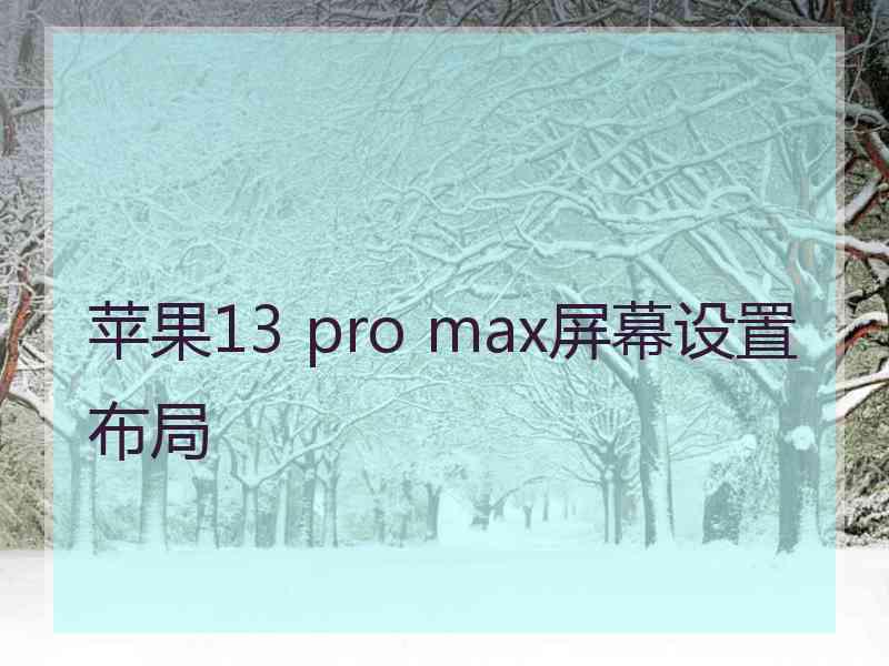 苹果13 pro max屏幕设置布局