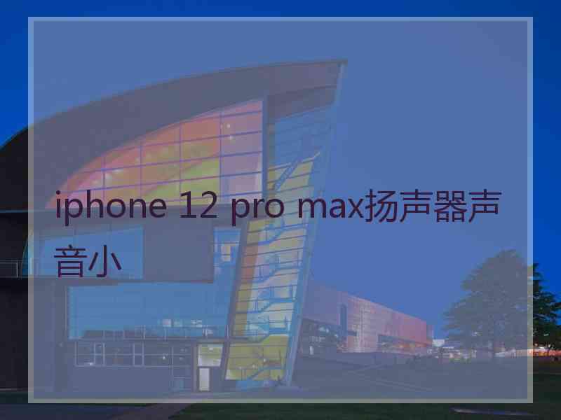 iphone 12 pro max扬声器声音小