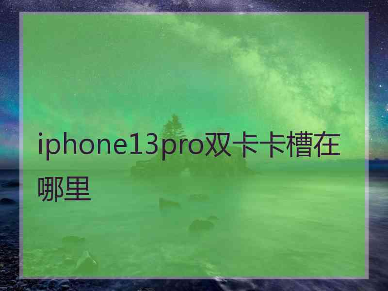 iphone13pro双卡卡槽在哪里