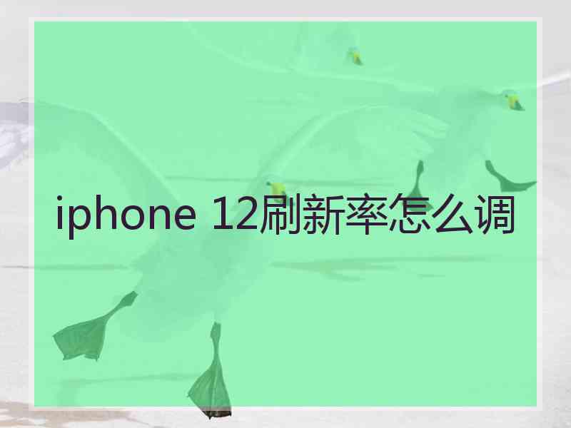 iphone 12刷新率怎么调