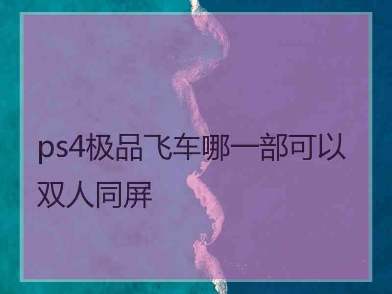 ps4极品飞车哪一部可以双人同屏