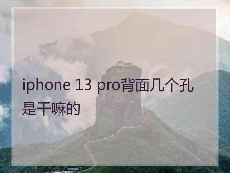 iphone 13 pro背面几个孔是干嘛的