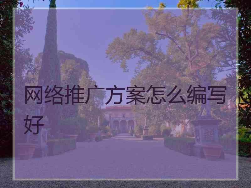 网络推广方案怎么编写好