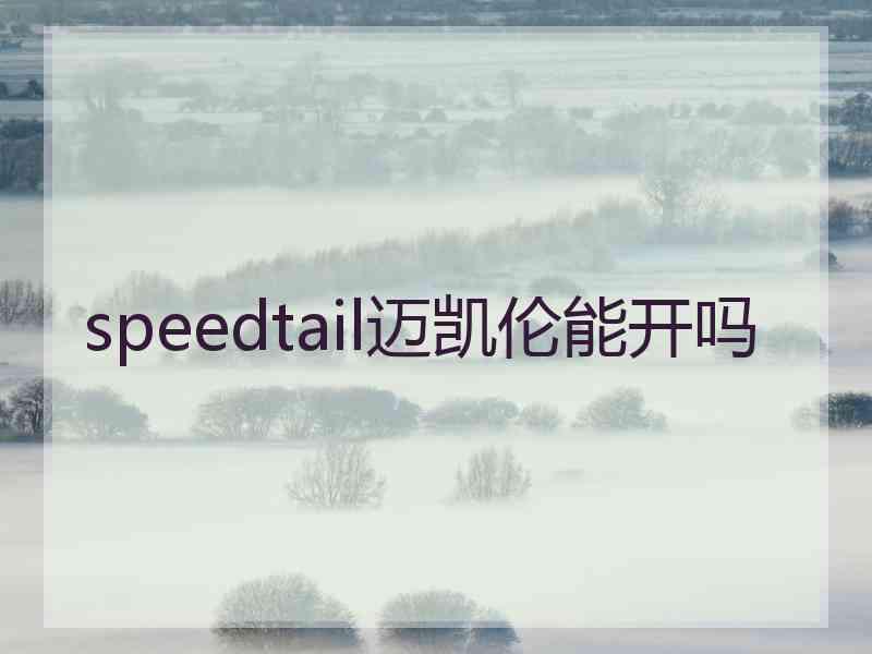 speedtail迈凯伦能开吗