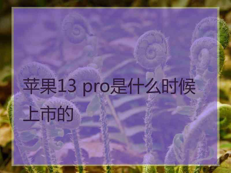 苹果13 pro是什么时候上市的