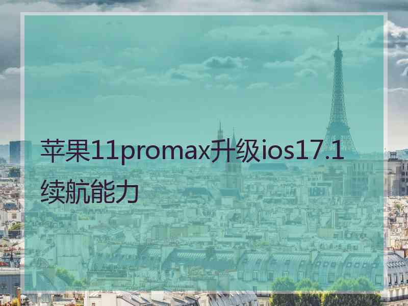 苹果11promax升级ios17.1续航能力