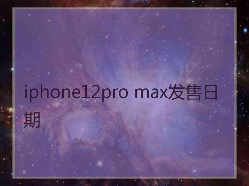 iphone12pro max发售日期