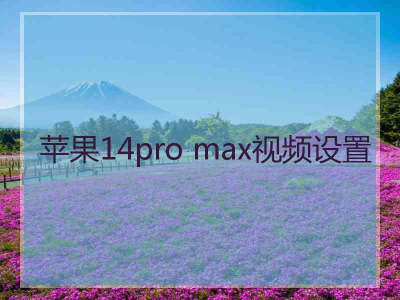 苹果14pro max视频设置