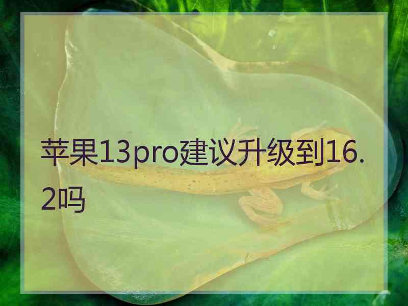 苹果13pro建议升级到16.2吗