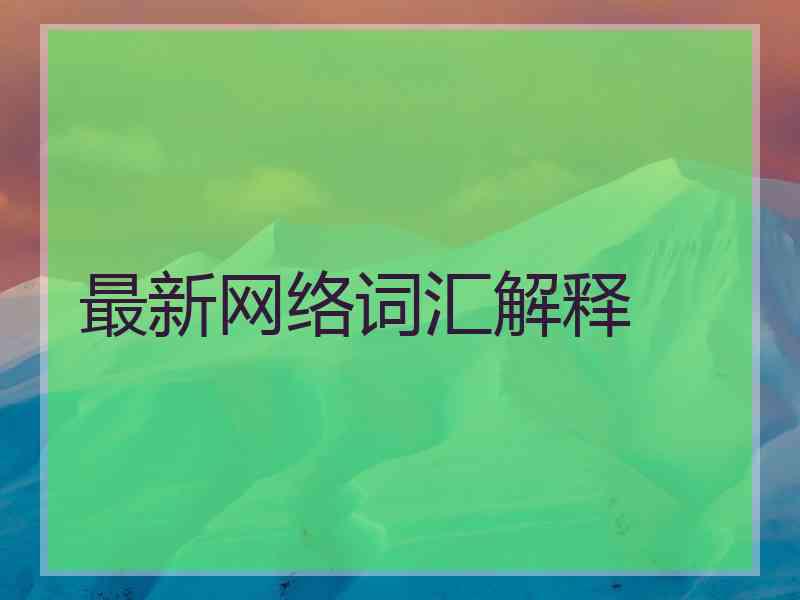 最新网络词汇解释