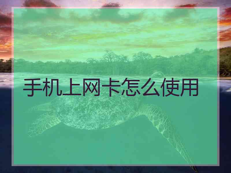 手机上网卡怎么使用