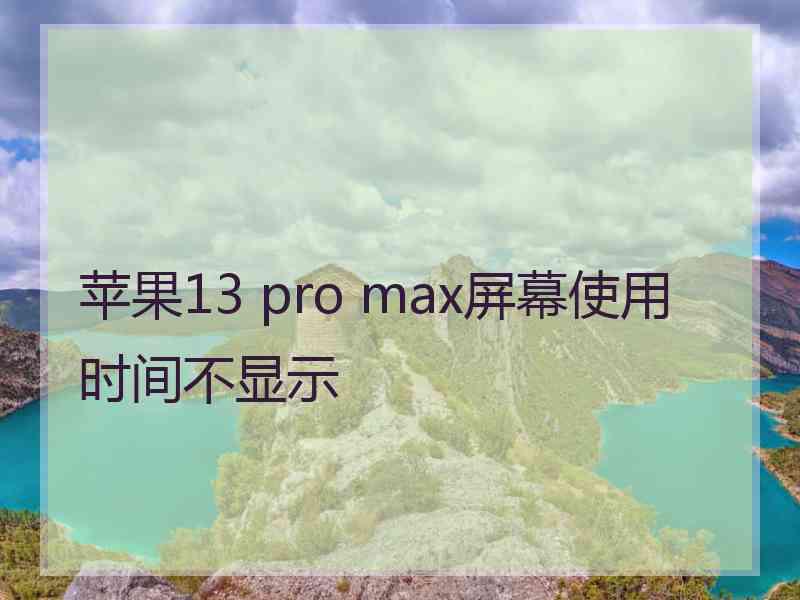 苹果13 pro max屏幕使用时间不显示