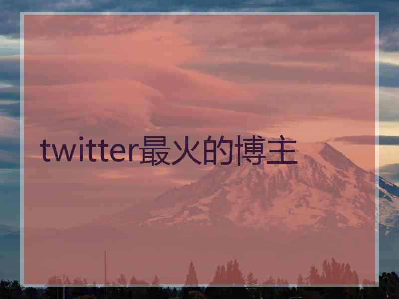 twitter最火的博主