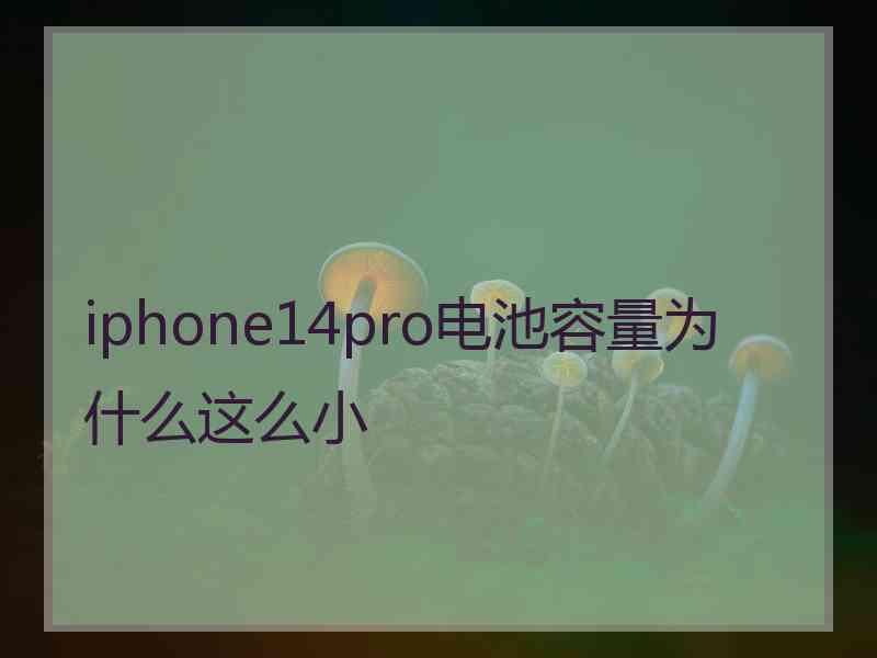 iphone14pro电池容量为什么这么小