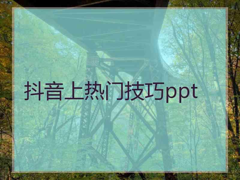 抖音上热门技巧ppt