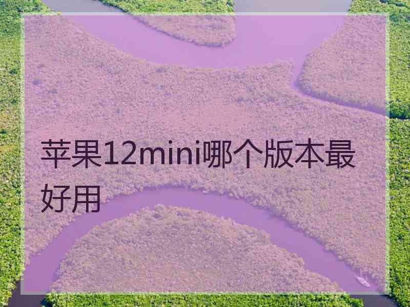 苹果12mini哪个版本最好用