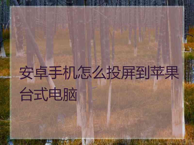 安卓手机怎么投屏到苹果台式电脑