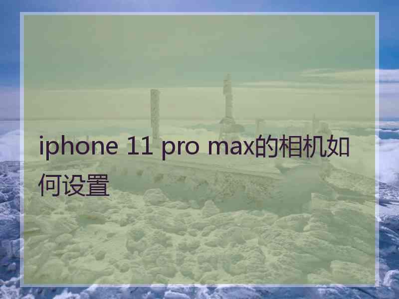 iphone 11 pro max的相机如何设置