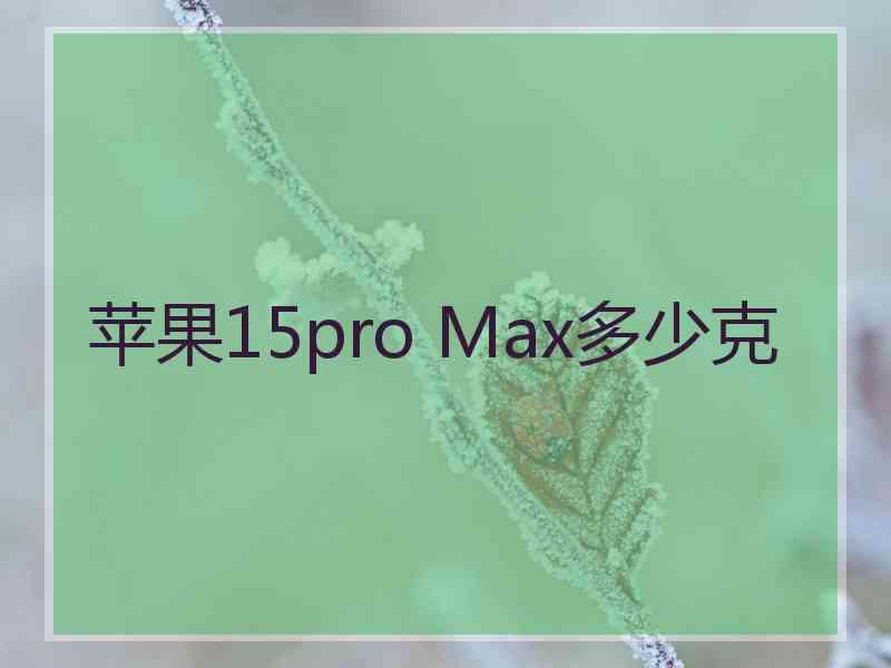 苹果15pro Max多少克