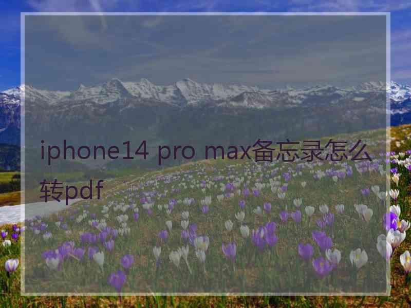 iphone14 pro max备忘录怎么转pdf