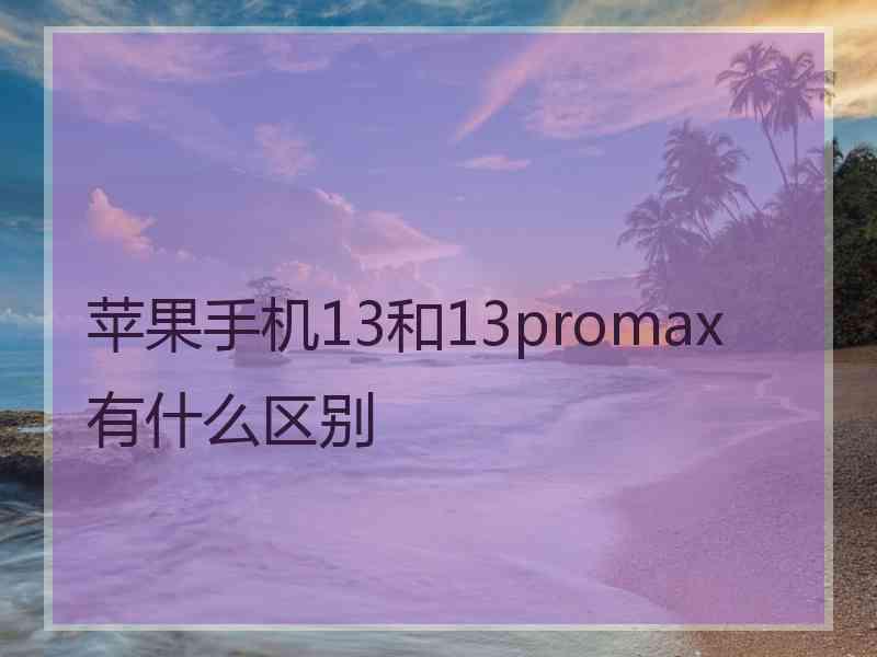 苹果手机13和13promax有什么区别