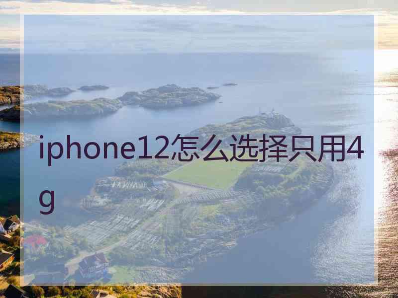 iphone12怎么选择只用4g