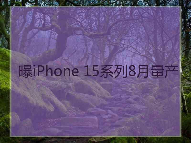 曝iPhone 15系列8月量产