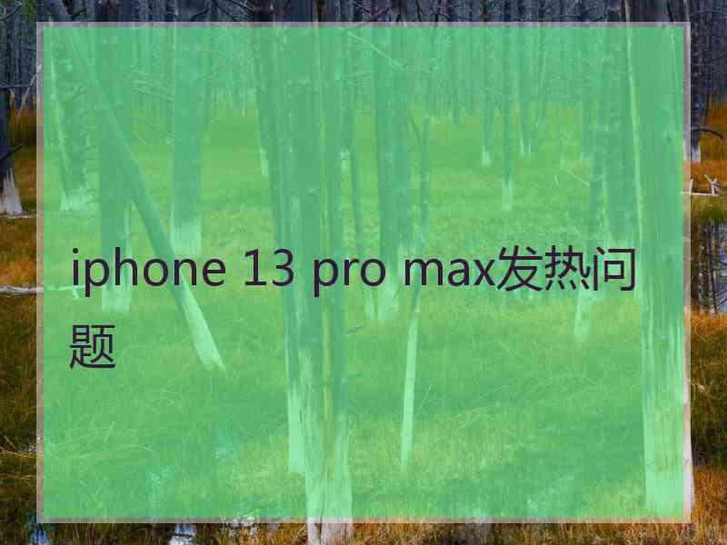 iphone 13 pro max发热问题