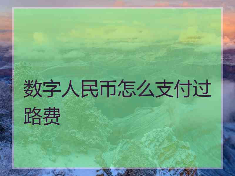 数字人民币怎么支付过路费