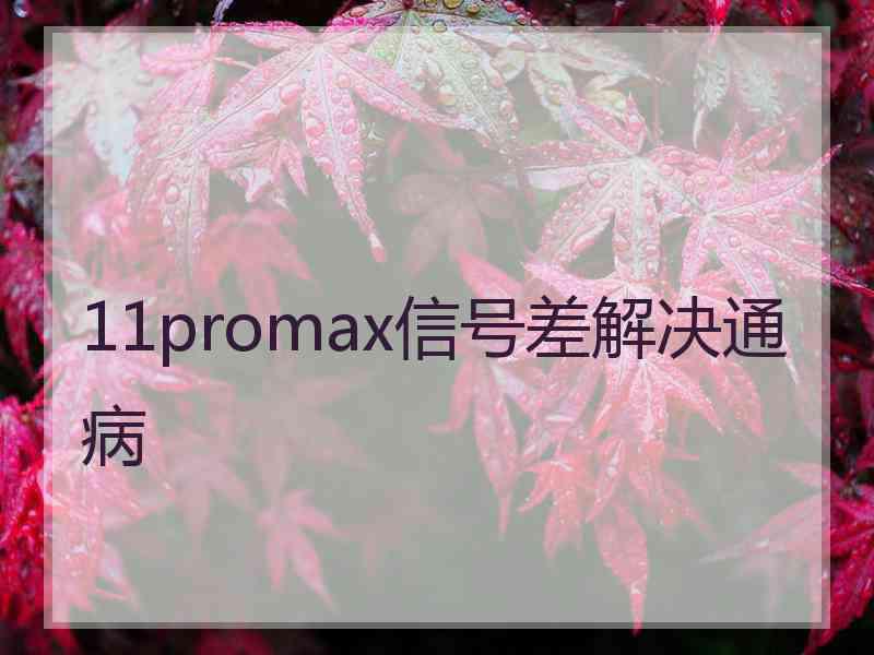 11promax信号差解决通病