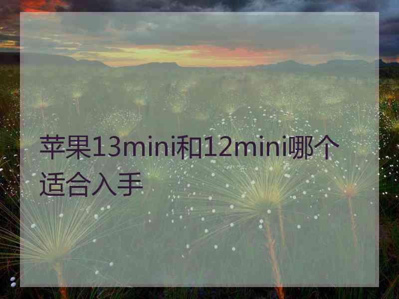 苹果13mini和12mini哪个适合入手