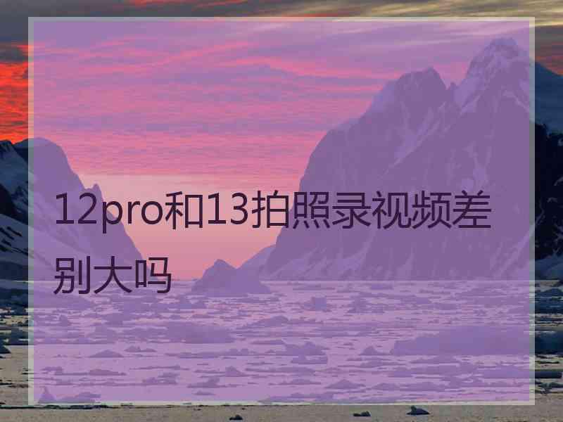 12pro和13拍照录视频差别大吗